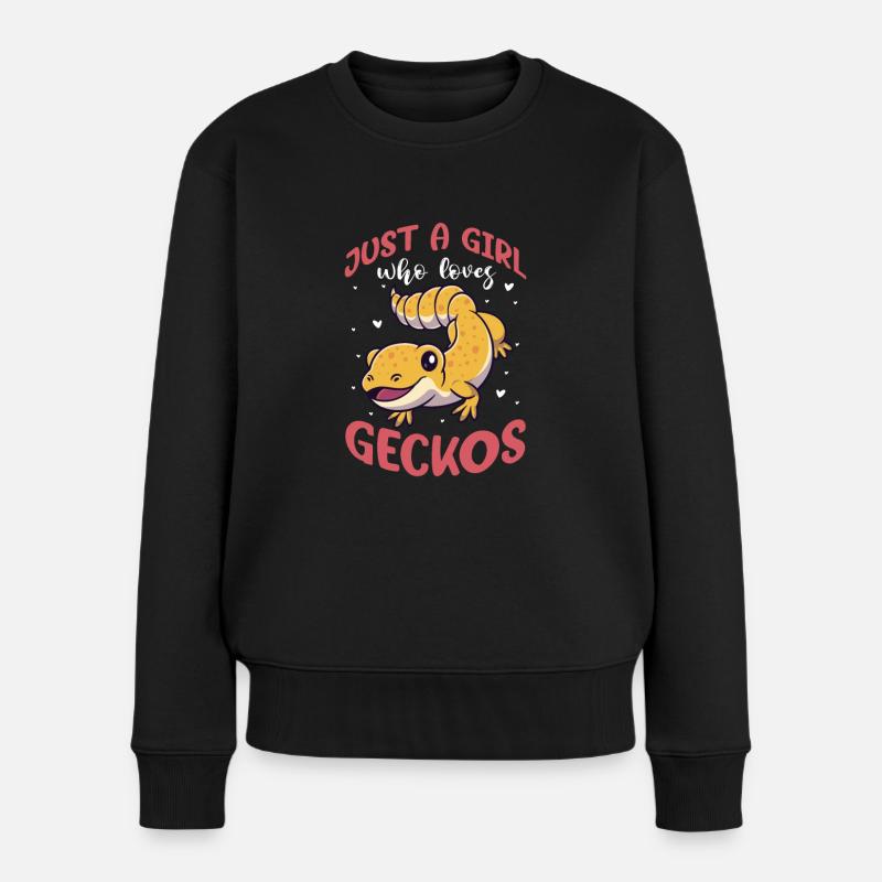 Gecko Salamander Echse Reptil Geschenk - Frauen Premium Bio Pullover - Schwarz