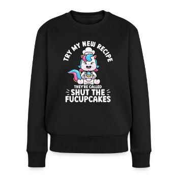 Cupcake - Frauen Premium Bio Pullover - Schwarz - Vorne - Julia (174cm)