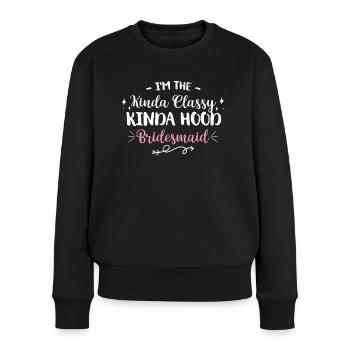 Junggesellin - Frauen Premium Bio Pullover - Schwarz - Vorne - Julia (174cm)