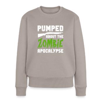 Zombie Zombie-Jäger Zombieapokalypse Geschenk - Frauen Premium Bio Pullover - Taupe - Vorne - Julia (174cm)