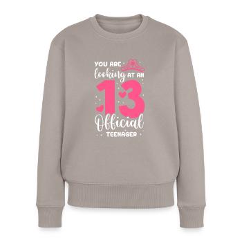 Teenager Teenie Teen Teens Teeny Geschenk - Frauen Premium Bio Pullover - Taupe - Vorne - Julia (174cm)