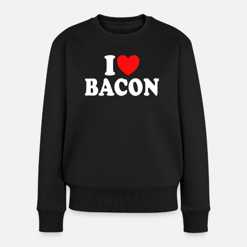 Ich liebe Speck Humor Fleisch Speck - Frauen Premium Bio Pullover - Schwarz