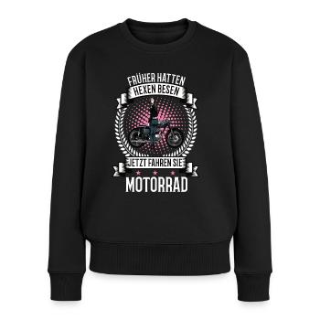 Motorrad Motorradfahrerin Bike Biker girl Bikerin - Frauen Premium Bio Pullover - Schwarz - Vorne - Julia (174cm)