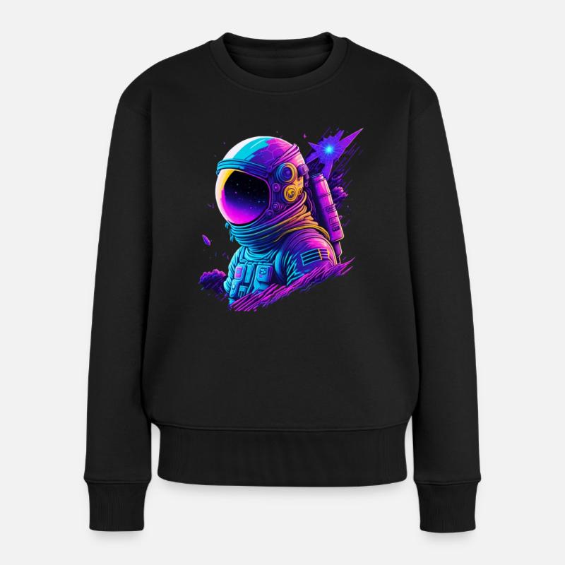 Synthwave Astronaute Space Explorer - Pull Premium bio Femme - noir