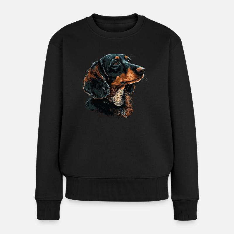 Dackel - Frauen Premium Bio Pullover - Schwarz