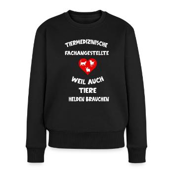 Tiermedizinische Fachangestellte Tierarzt Spruch - Frauen Premium Bio Pullover - Schwarz - Vorne - Julia (174cm)