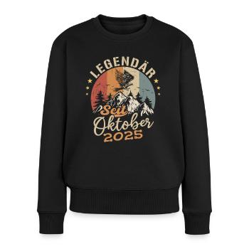 Legendär seit Oktober 2025 - 2025 - Frauen Premium Bio Pullover - Schwarz - Vorne - Julia (174cm)