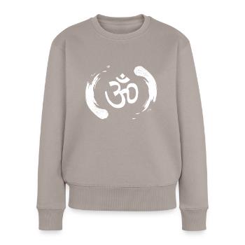 Meditation Om Aum Symbol - Frauen Premium Bio Pullover - Taupe - Vorne - Julia (174cm)