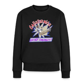 Calisthenics geht immer - Frauen Premium Bio Pullover - Schwarz - Vorne - Julia (174cm)
