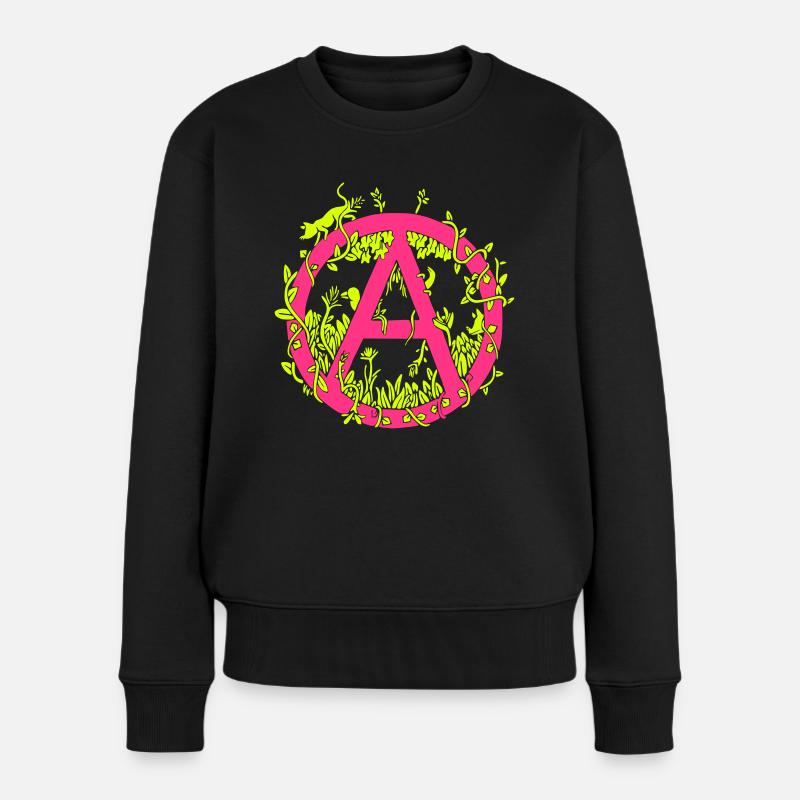 Ökoanarchismus Bicolor - Frauen Premium Bio Pullover - Schwarz