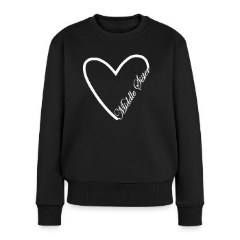 Middle Sister Mittlere Schwester - Frauen Premium Bio Pullover - Schwarz - Vorne - Julia (174cm)