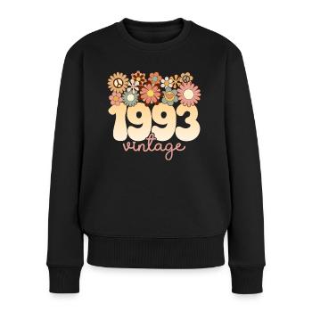 Retro Groovy 1993 Fête Anniversaire Femme 30 Ans - Pull Premium bio Femme - noir - Devant - Julia (174cm)