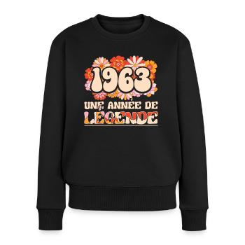 Année De Légende 1963 Femme 60 Ans Anniversaire - Pull Premium bio Femme - noir - Devant - Julia (174cm)