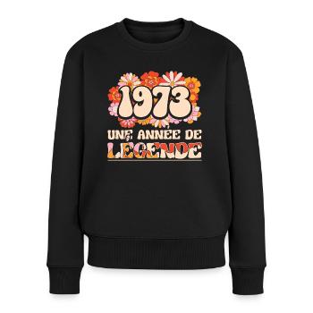 Année De Légende 1973 Femme 50 Ans Anniversaire - Pull Premium bio Femme - noir - Devant - Julia (174cm)