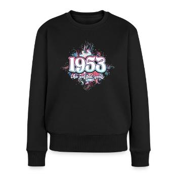 Fête Anniversaire Femme 1953 70 Ans Anniversaire - Pull Premium bio Femme - noir - Devant - Julia (174cm)