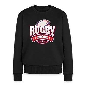 Mère Fan De Rugby Cadeau Maman Supportrice Rugby - Pull Premium bio Femme - noir - Devant - Julia (174cm)