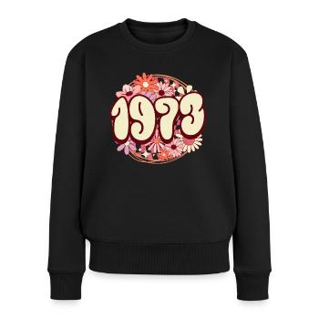 Fête Anniversaire Femme 1973 50 Ans Anniversaire - Pull Premium bio Femme - noir - Devant - Julia (174cm)