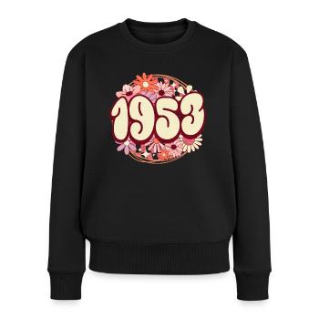 Fête Anniversaire Femme 1953 70 Ans Anniversaire - Pull Premium bio Femme - noir - Devant - Julia (174cm)