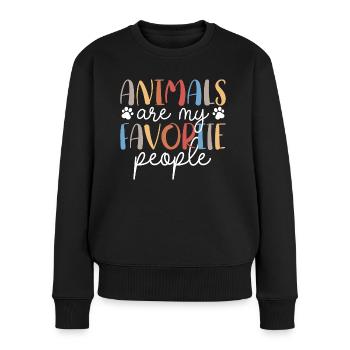 Tiere sind meine Lieblingsmenschen - Frauen Premium Bio Pullover - Schwarz - Vorne - Julia (174cm)