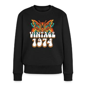 Hippies Millésime 1974 50 Ans Anniversaire Femme - Pull Premium bio Femme - noir - Devant - Julia (174cm)
