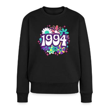 Retro Groovy Jahr 1994 Frau 30 Jahre Jubiläum - Frauen Premium Bio Pullover - Schwarz - Vorne - Julia (174cm)