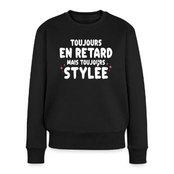 Retard Râleuse Cadeau Rigolo Femme - Pull Premium bio Femme - noir - Devant - Julia (174cm)