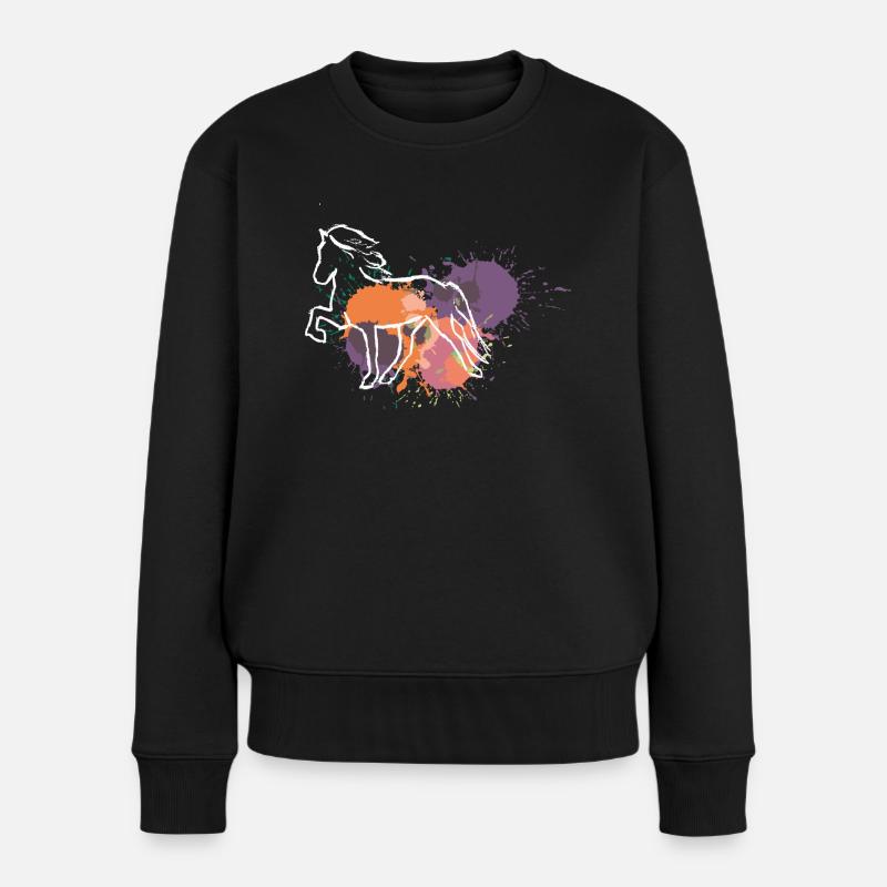 Orange Tölt - Frauen Premium Bio Pullover - Schwarz