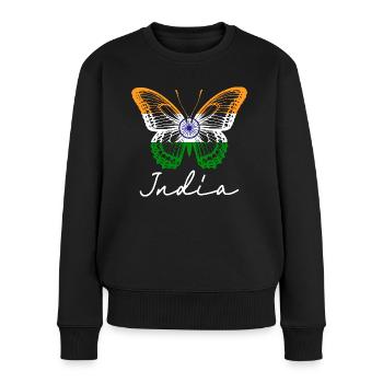Schmetterling Indian Flagge Damen - Frauen Premium Bio Pullover - Schwarz - Vorne - Julia (174cm)