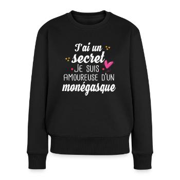 Monégasque Monaco Femme Amoureuse Cadeau Humour - Pull Premium bio Femme - noir - Devant - Julia (174cm)