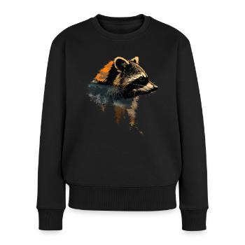 Mignon raton laveur raton laveur nature bébé raton laveur forêt - Pull Premium bio Femme - noir - Devant - Julia (174cm)