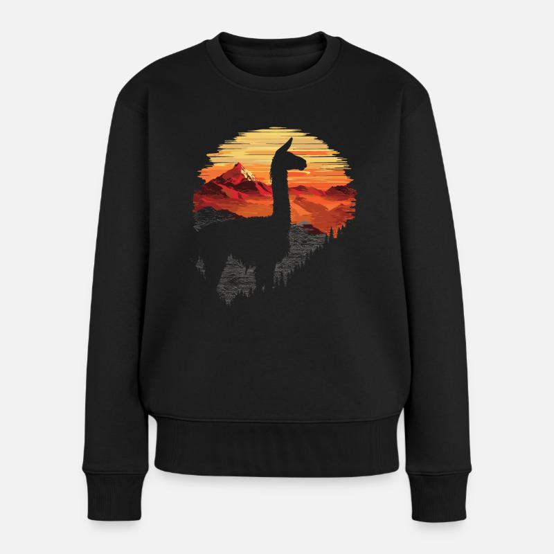 Alpaka Lama Anden Südamerika - Frauen Premium Bio Pullover - Schwarz