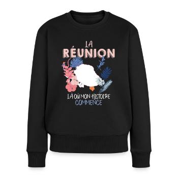 La Réunion mon histoire Cadeau Femme Homme - Pull Premium bio Femme - noir - Devant - Julia (174cm)