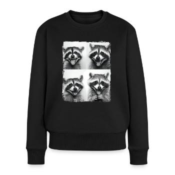 Lustiger Waschbär Müll Panda Tier Fotoautomat Selfie - Frauen Premium Bio Pullover - Schwarz - Vorne - Julia (174cm)