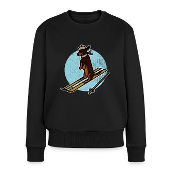 Ski Schnee Winter Hund Haus Tier Haustier Geschenk - Frauen Premium Bio Pullover - Schwarz - Vorne - Julia (174cm)