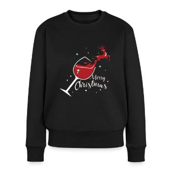 Wein Weihnachten - Frauen Premium Bio Pullover - Schwarz - Vorne - Julia (174cm)