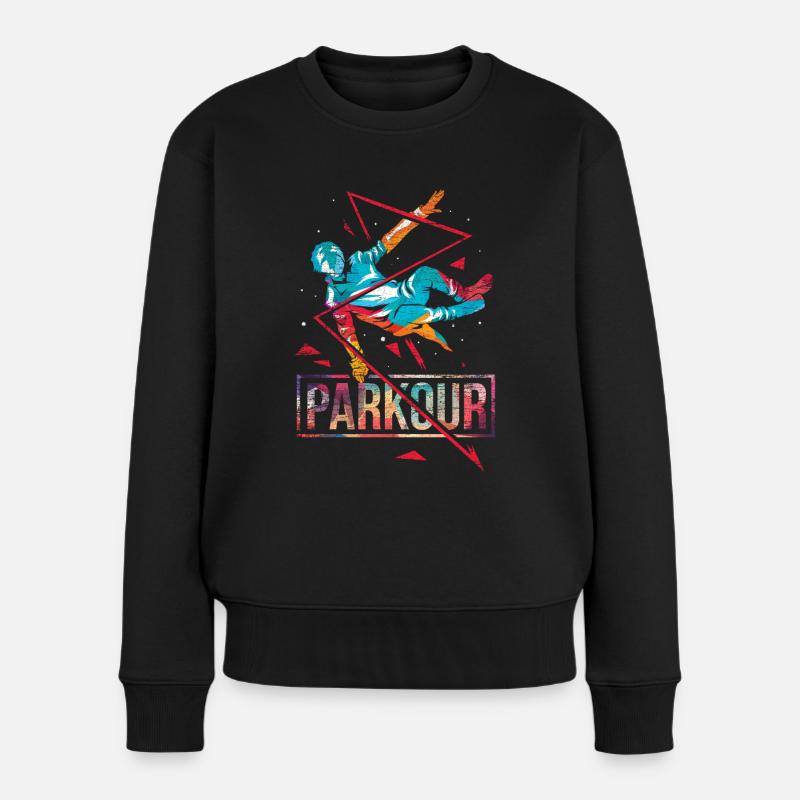 Parkour polygone cadeau - Pull Premium bio Femme - noir