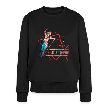 Slackline Polygon Geschenk - Frauen Premium Bio Pullover - Schwarz - Vorne - Julia (174cm)