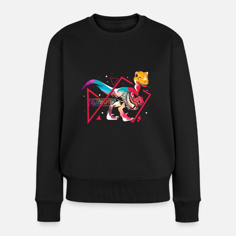 Velociraptor Polygon - Frauen Premium Bio Pullover - Schwarz