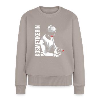 Kosmetikerin - Frauen Premium Bio Pullover - Taupe - Vorne - Julia (174cm)