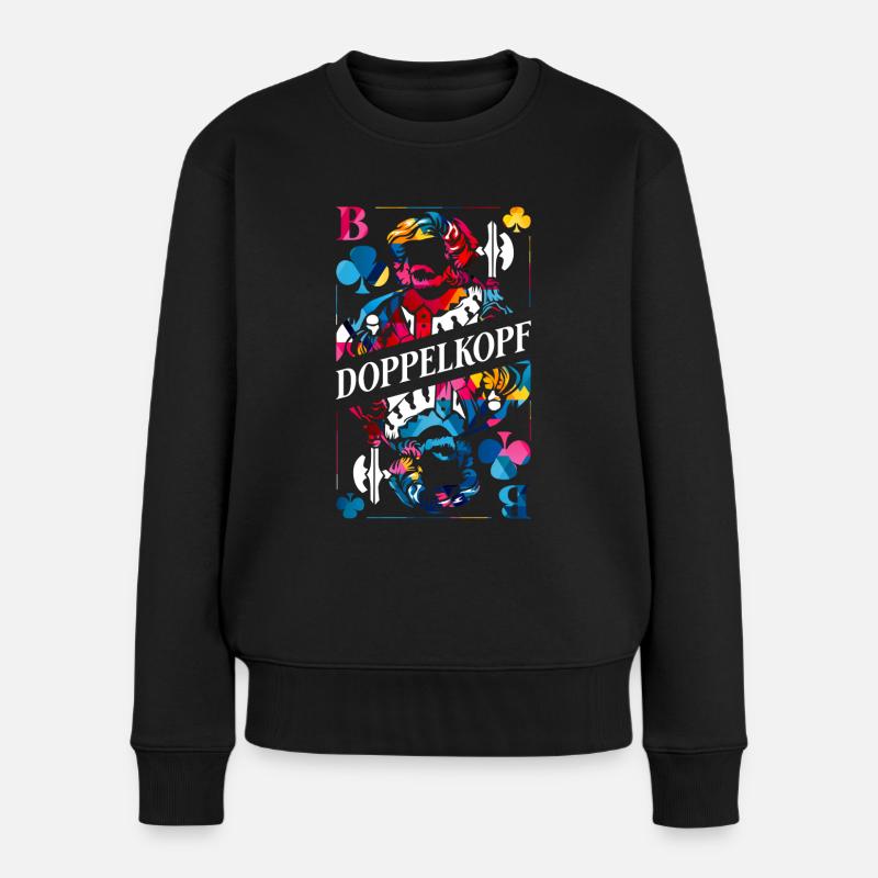 Doppelkopf Polygon - Frauen Premium Bio Pullover - Schwarz