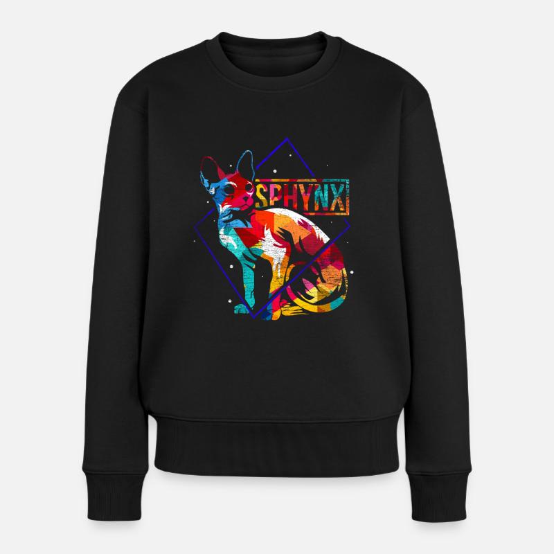 Sphynx Katze Geschenk - Frauen Premium Bio Pullover - Schwarz