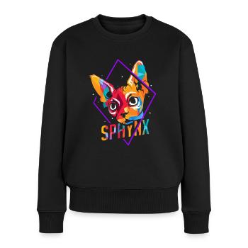 Sphynx - Frauen Premium Bio Pullover - Schwarz - Vorne - Julia (174cm)