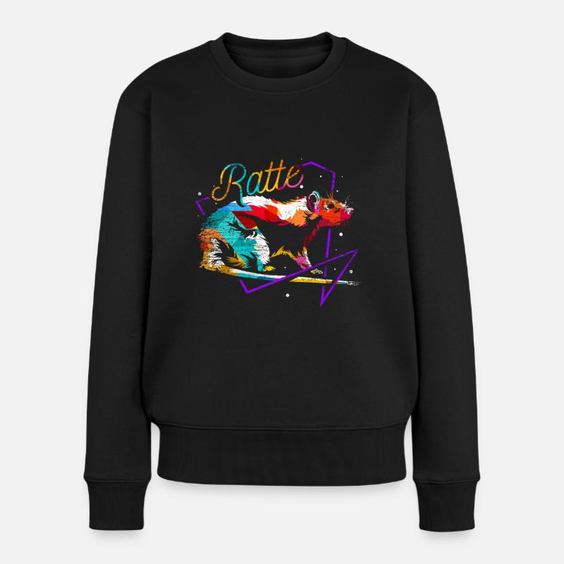 Ratte Polygon - Frauen Premium Bio Pullover - Schwarz