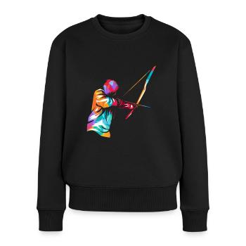 Bogenschießen - Frauen Premium Bio Pullover - Schwarz - Vorne - Julia (174cm)