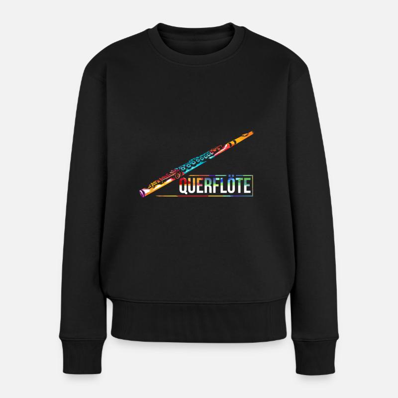 Querflöte Instrument Flöte - Frauen Premium Bio Pullover - Schwarz