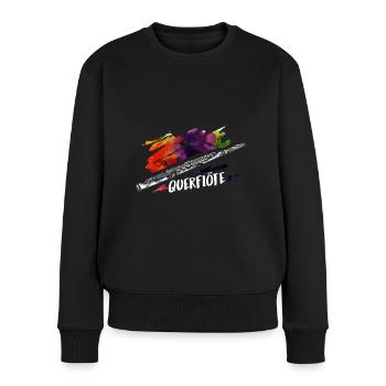 Querflöte Orchester Jazz Geschenk - Frauen Premium Bio Pullover - Schwarz - Vorne - Julia (174cm)