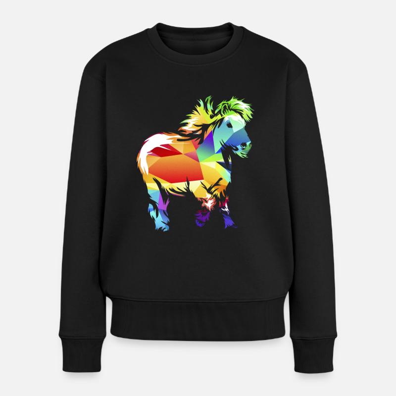 poney Shetland - Pull Premium bio Femme - noir