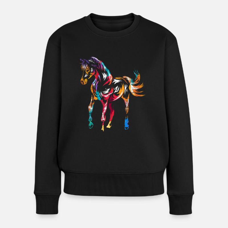 Arabisches Pferd Araber - Frauen Premium Bio Pullover - Schwarz