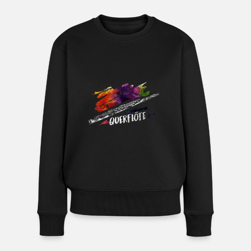 Querflöte Geschenk - Frauen Premium Bio Pullover - Schwarz
