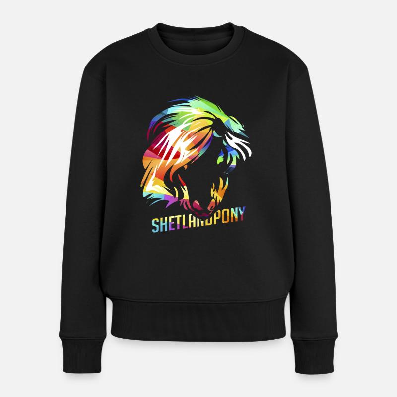 poney Shetland - Pull Premium bio Femme - noir